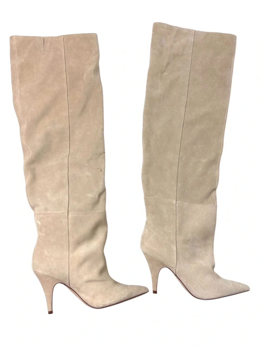 Steve Madden Bellamie Size 10M Tan Suede Knee High Stiletto Tall Slouch Boot